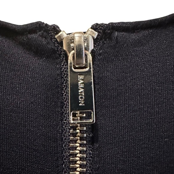 Babaton Scoop Neck Stretch Sheath Dress Navy w/Black Side & Sleeve Panels Size 8 - Picture 4 of 8